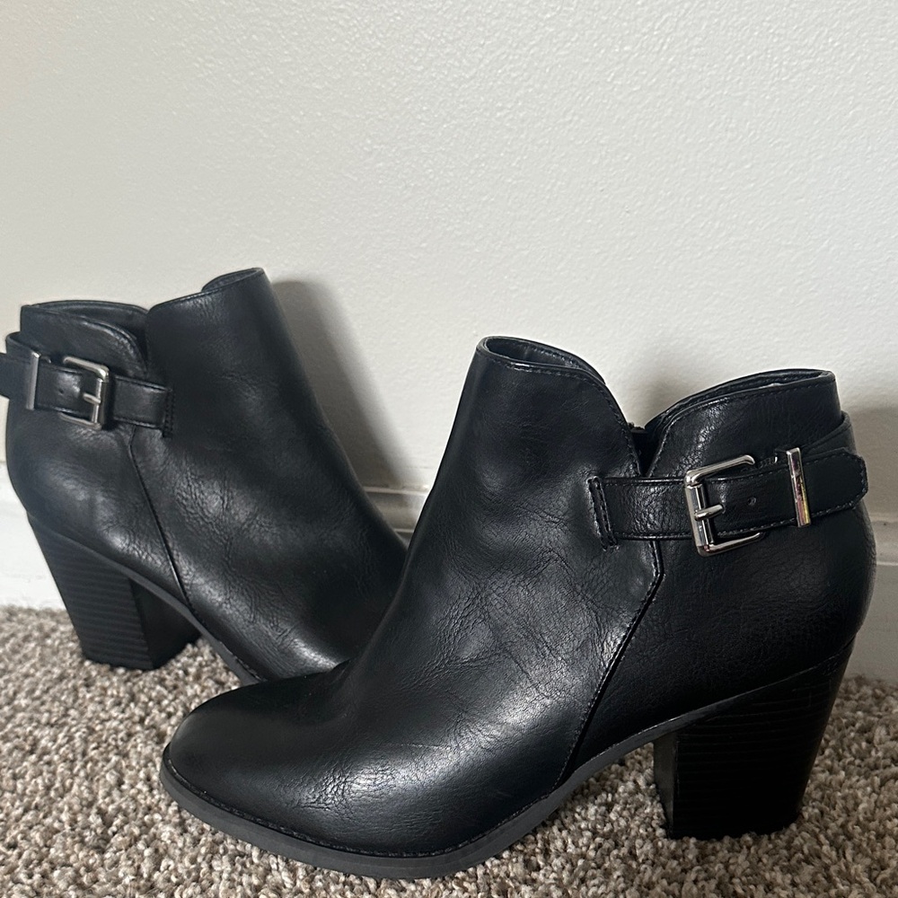 Black Ankle Boots with Buckle Detail